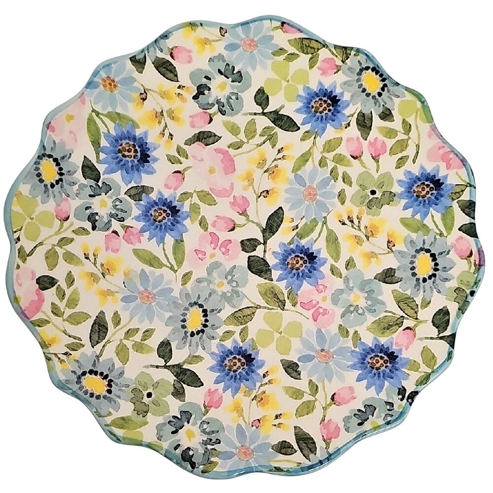 Southern Living Handcrafted in Portugal Earthenware Floral Scalloped Plate  8.5"